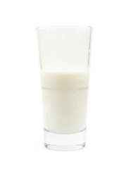 Tall glass of milk isolated