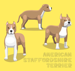 Dog American Staffordshire Terrier Cartoon Vector Illustration