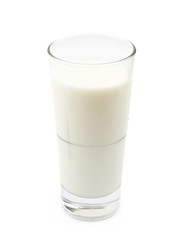 Tall glass of milk isolated