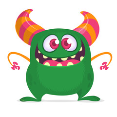 Cartoon green monster illustration. Halloween design