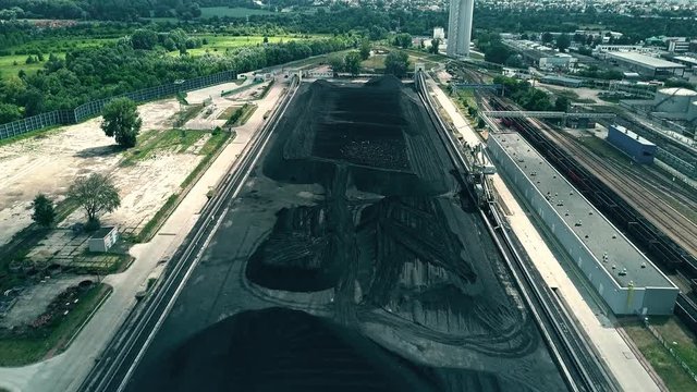 Aerial view of big pile of coal