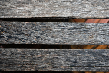 Close up of old brown wood lath with natural striped background and texture.