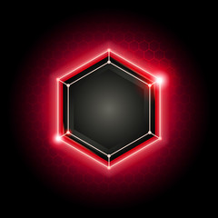 vector illustration red abstract modern metal cyber technology background with poly hexagon pattern and light