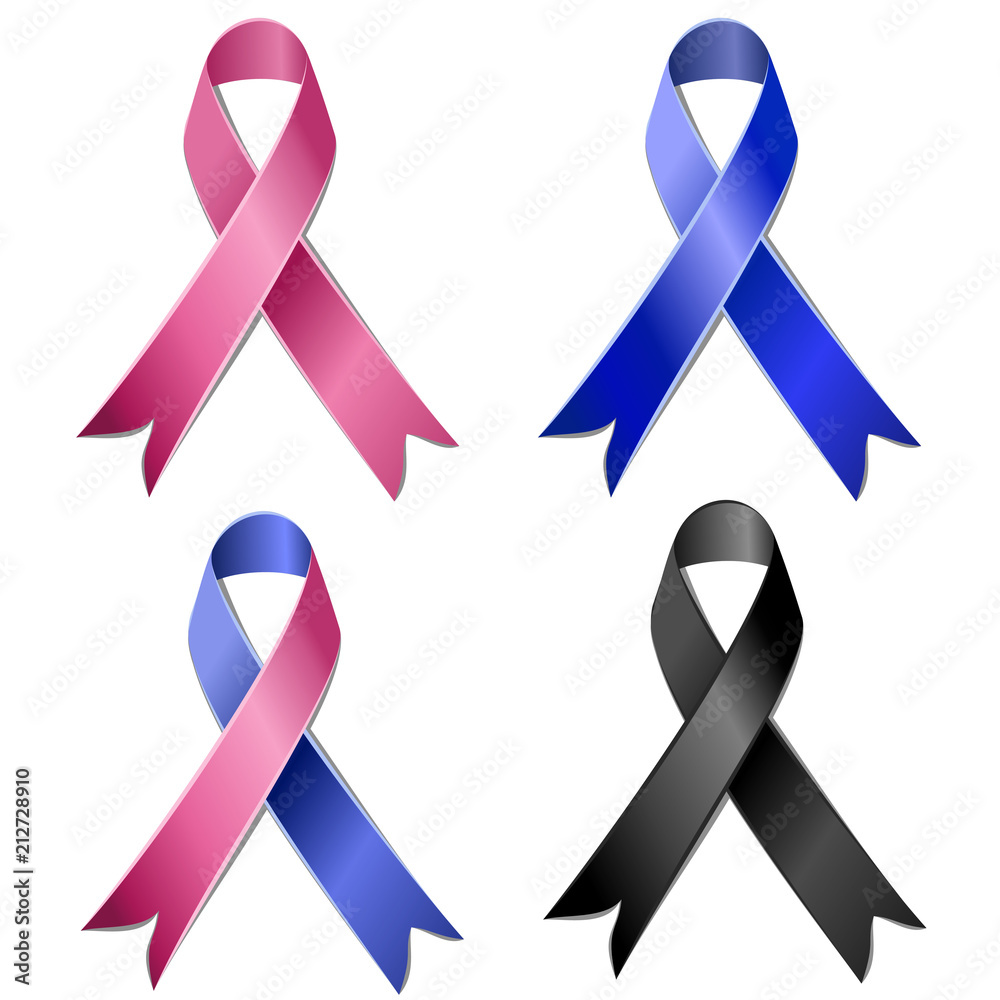 Wall mural Set of pink, blue and black ribbons , vector illustration.