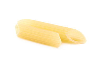 Dry penne pasta isolated