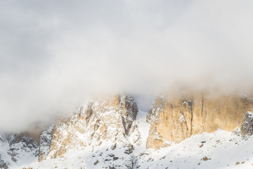 Clouds in Dolomites Mountains