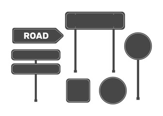 Green Road Sign Set. Sign street. Road green vector sign. Arrow blank sign © 3dwithlove