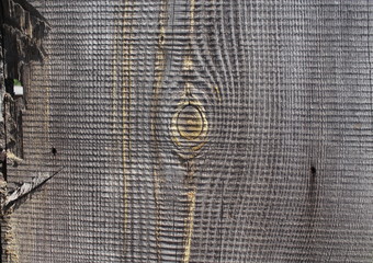 Background: an old pine board with knots, close-up.