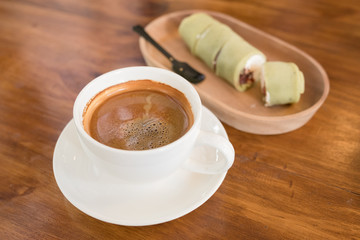 black coffee and cake