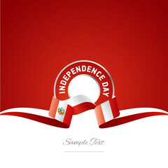 Peru Independence Day ribbon logo icon - obrazy, fototapety, plakaty