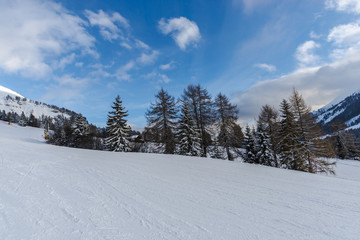 Fototapeta na wymiar Ski resort in Dolomites Mountains, Carreza , Italy