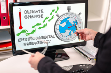Global warming concept on a computer monitor