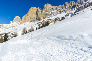 Fototapeta na wymiar Ski resort in Dolomites, Carezza ski ,Italy