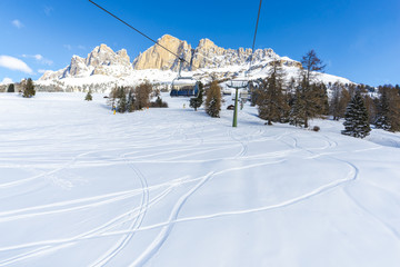 Ski resort in Dolomites, Carezza ski ,Italy