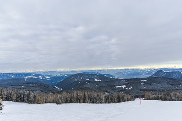 Fototapeta premium Ski resort in Dolomites Mountains, Carreza , Italy