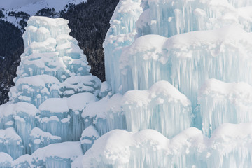 Waterfall frozen in the Italy, Dolomites Mountains