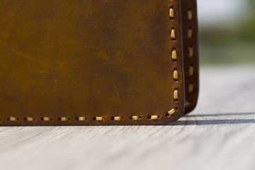 Leather Wallet on wooden table