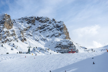 Peak of Dolomites Mountains in the winter