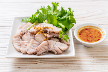 Boiled fish dip with sauce