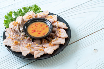 Boiled fish dip with sauce