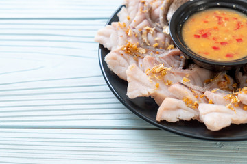 Boiled fish dip with sauce
