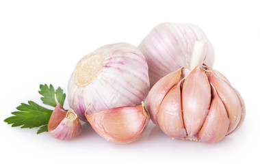 Fresh garlic on white background