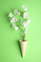 flowers bells in a waffle horn