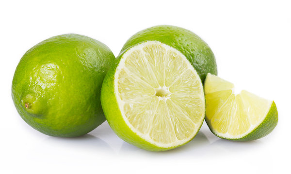 Fresh lime on white background