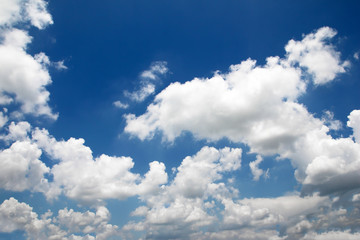Blue sky and white clouds nature background.
