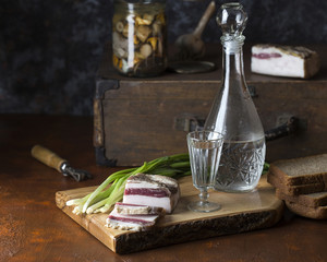 Salted pig fat with spices