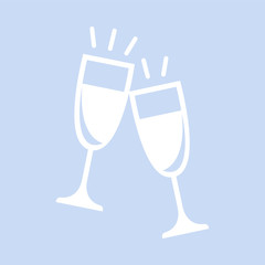 Two champagne glasses graphic illustration