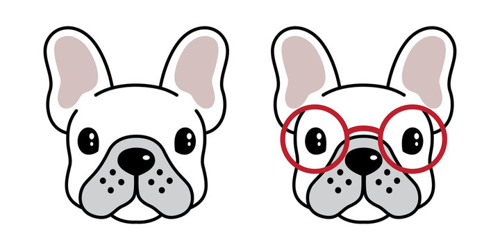 dog vector french bulldog  cartoon character pug icon logo glasses illustration symbol white