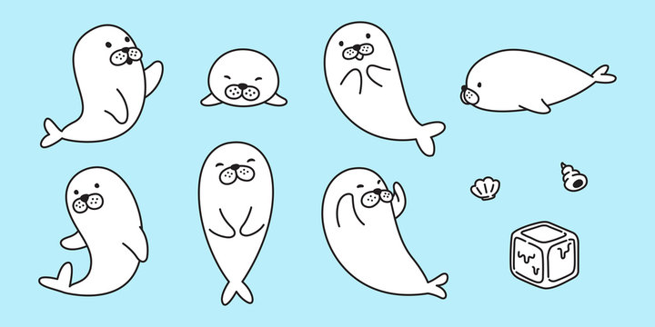 seal vector logo icon walrus sea lion bear polar bear clip art illustration character cartoon doodle