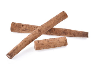 Burdock roots isolated white background.