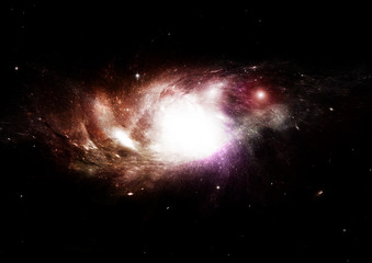 Stars, dust and gas nebula in a far galaxy