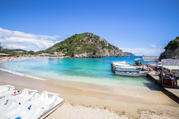 Fototapeta na wymiar Beach in Paleokastritsa in Corfu island, Greece