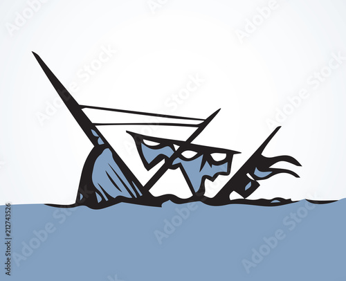 Sunken Ship Vector Drawing Stock Image And Royalty Free