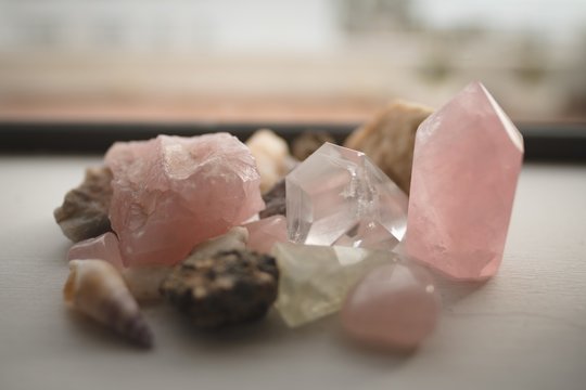 Various types of gem stones at home