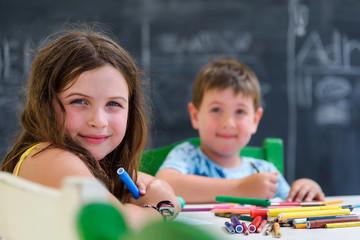 Summer school. Preschool kindergarten education background