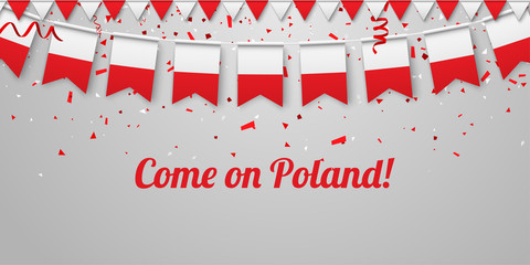 Come on Poland! Background with national flags.
