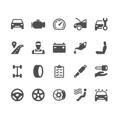 Auto service glyph icons