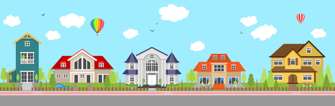 Haus H&auml;user mit Stra&szlig;e H&auml;userzeile H&auml;userreihe