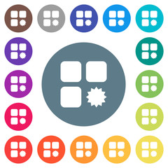 Certified component flat white icons on round color backgrounds