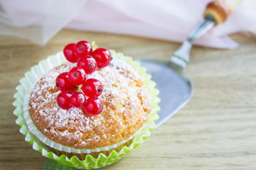 Dessert with red berries. Copy space. Close-up.