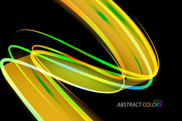 Abstract green curved scene vector wallpaper on a black backgrounds