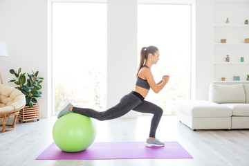 Trainer vitality wellness wellbeing lifestyle daydream instructor concept. Profile full length size...