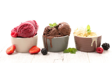 ice cream chocolate, vanilla and strawberry