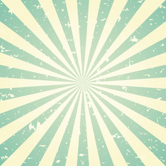 Sunlight retro faded grunge background. green and beige color burst background. Vector illustration.