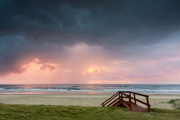 Fototapeta na wymiar Stormy sunrise at Narrowneck beach, Gold Coast Australia