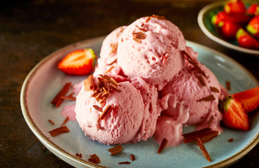 Strawberry ice cream with chocolate sprinkle